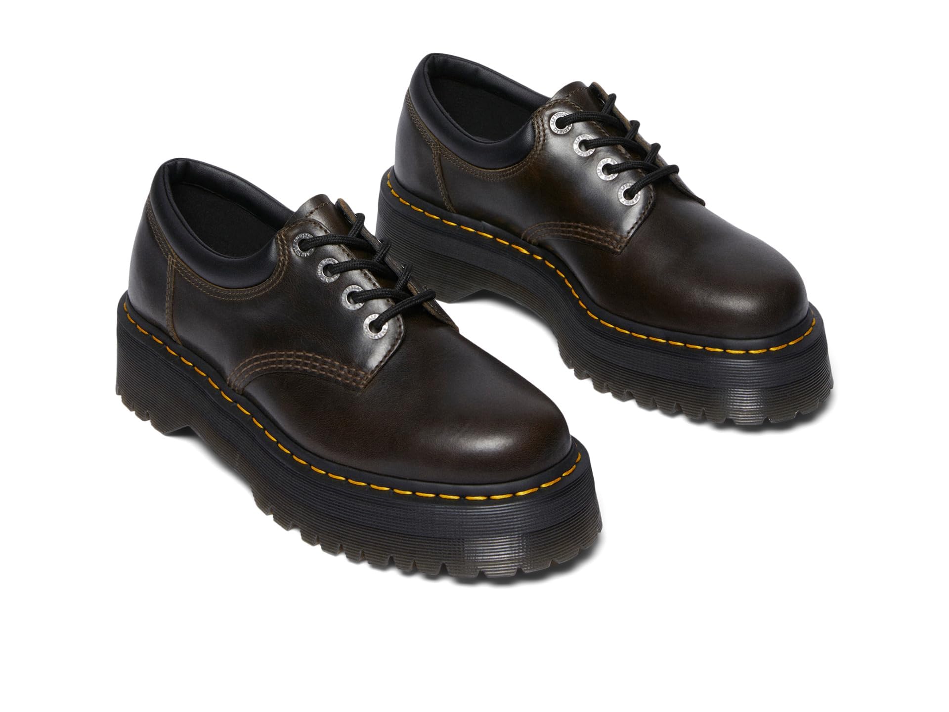 Dr. Martens 8053 Quad Leather Platform Shoes Dark Khaki – Sageness