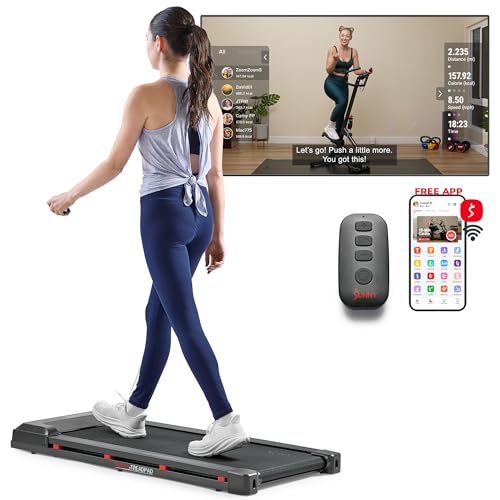 Sunny Health & Fitness Treadpad 100 Smart Walking Treadmill – Compact, Portable, Under Desk, No Assembly, WiFi & Bluetooth SunnyFit App, Remote Control, LED Display, Shock Absorption - SF-T724064