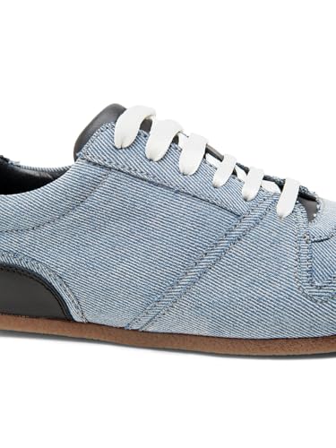 Moschino, Denim Low-Top Tennis Shoes, Light Blue Black