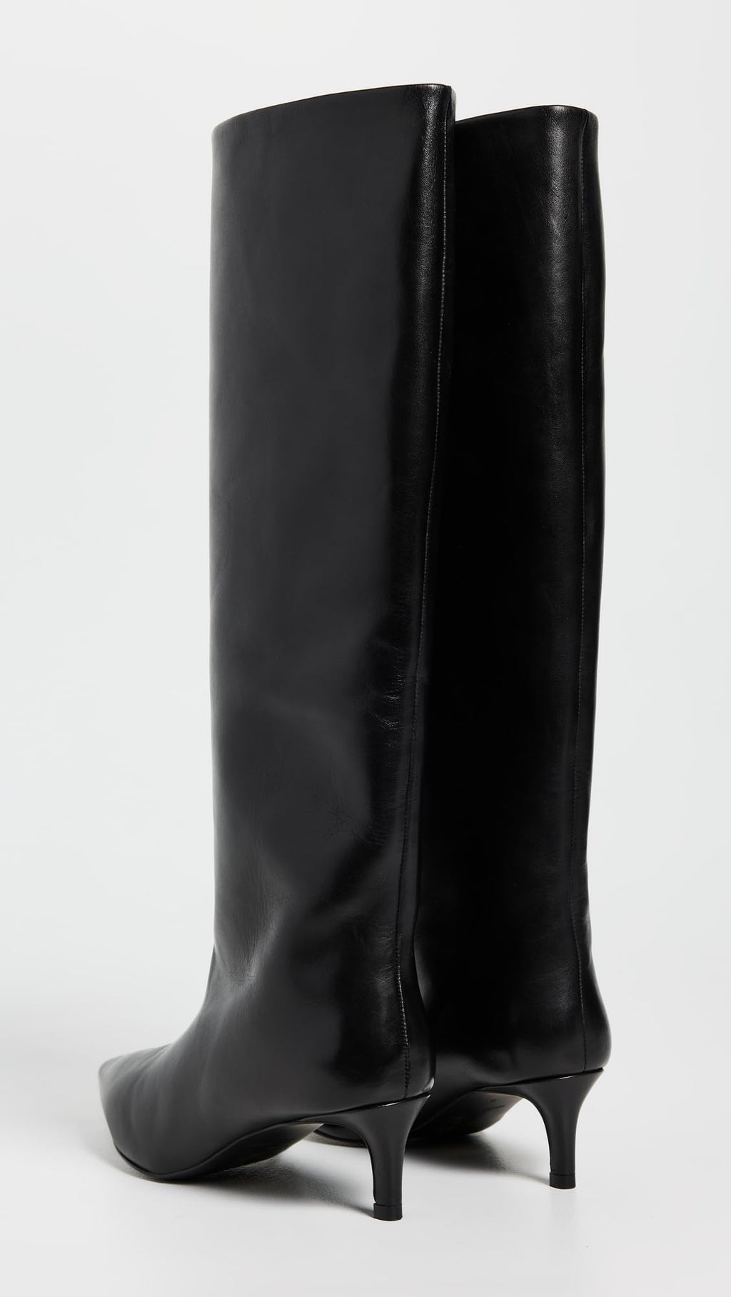 Free People Women's Kiki Kitten Heel Boots Knee High, Black Leather
