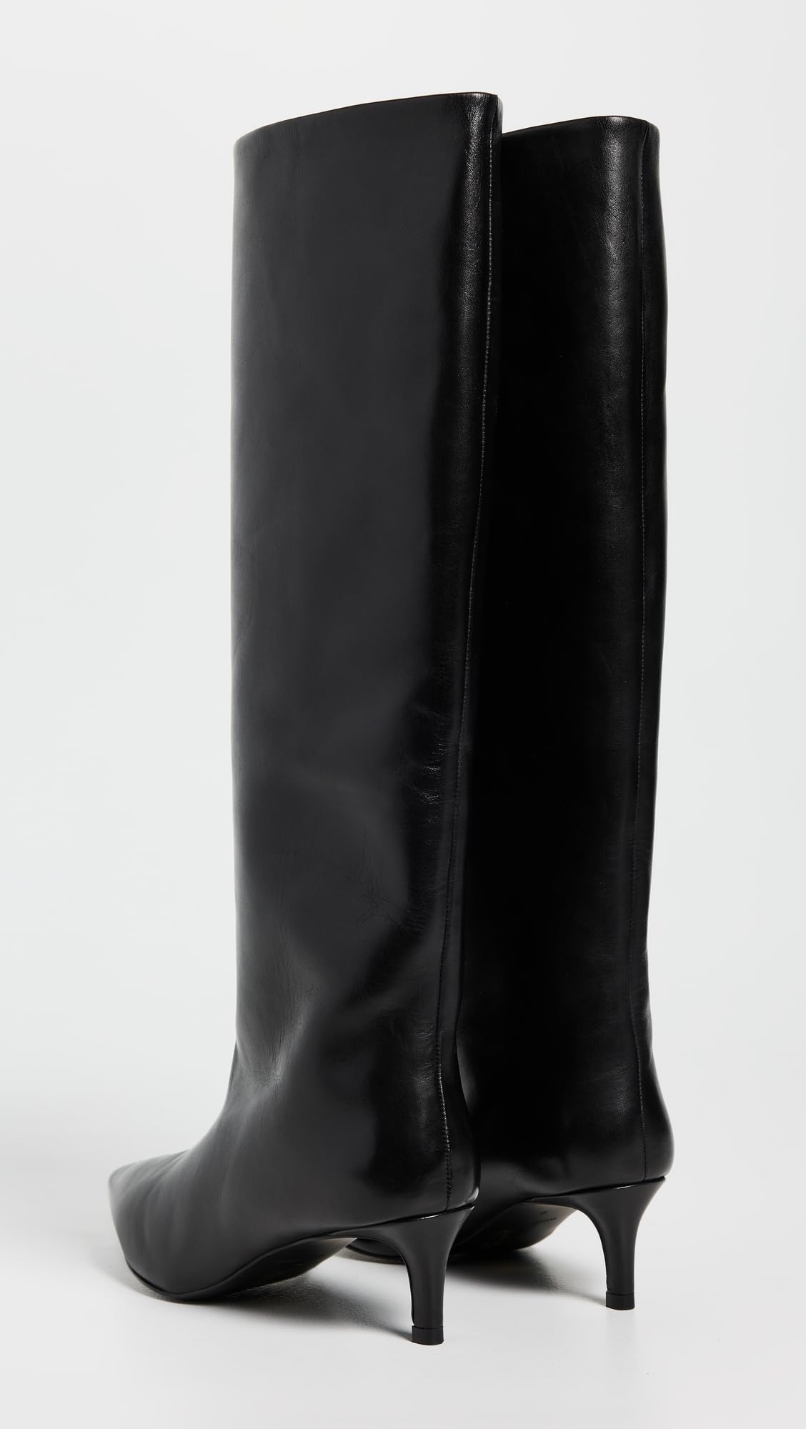 Free People Women's Kiki Kitten Heel Boots Knee High, Black Leather