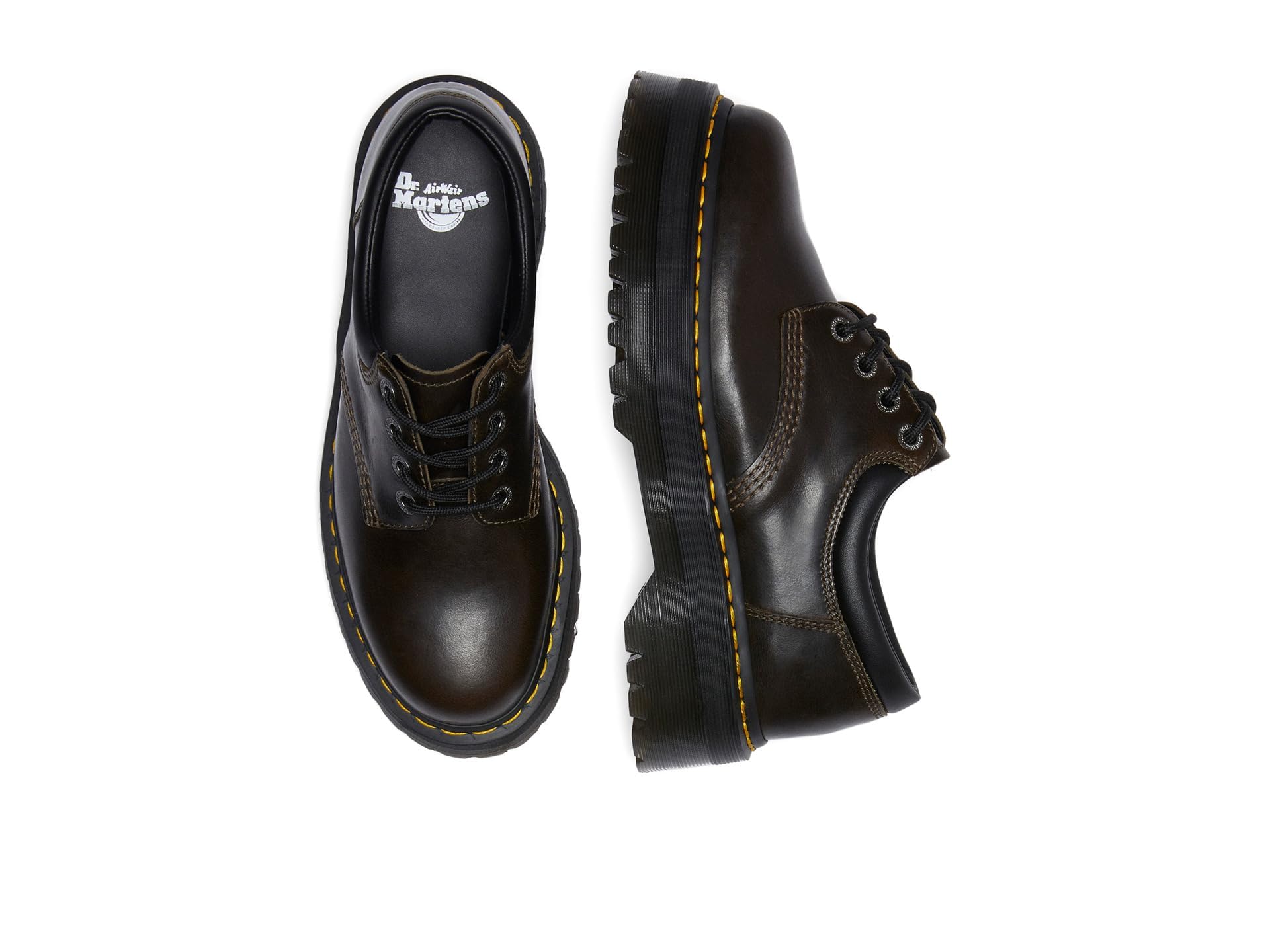 Dr. Martens 8053 Quad Leather Platform Shoes Dark Khaki – Sageness