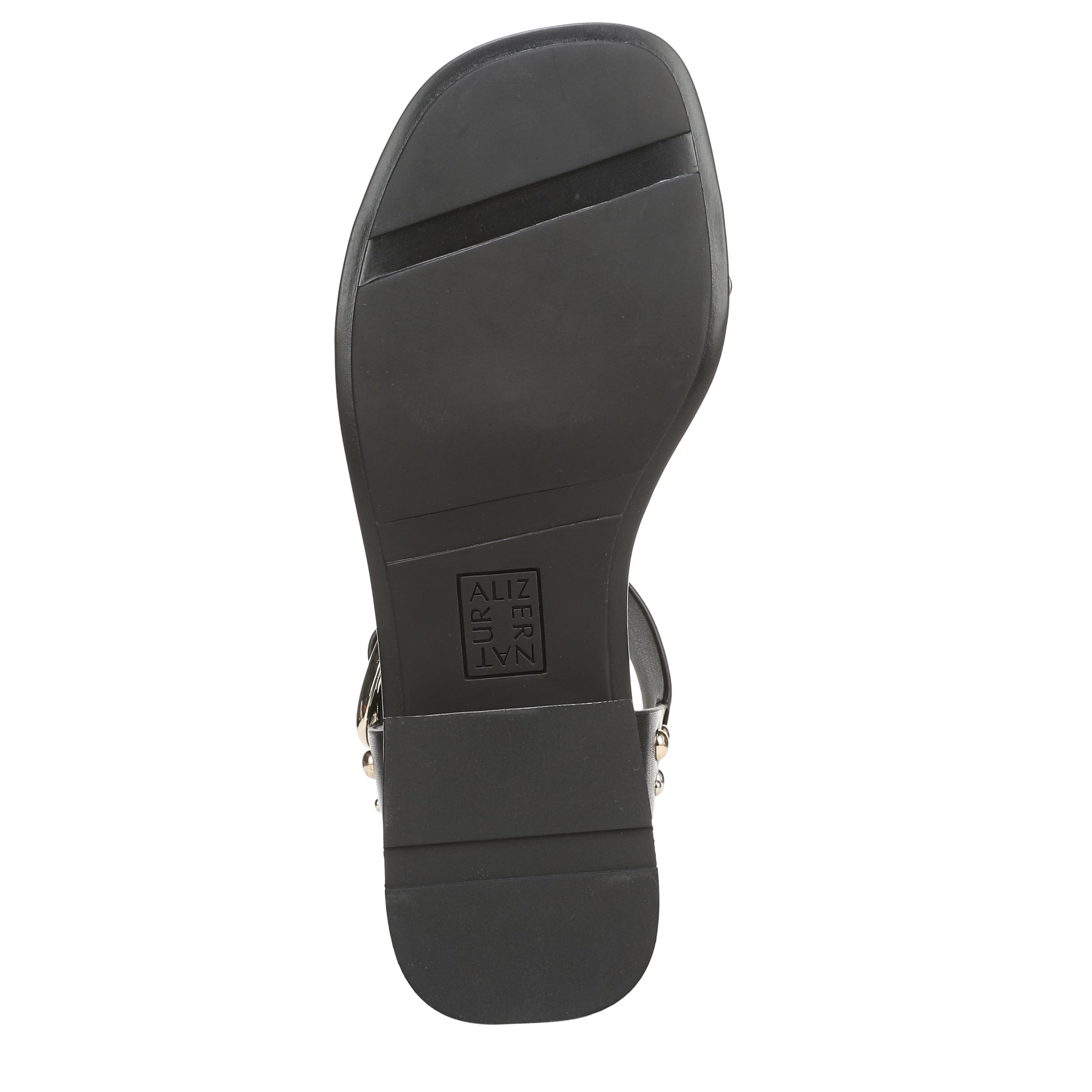 Naturalizer Women's Brandy Flat Sandal Black Studded Leather 9 M