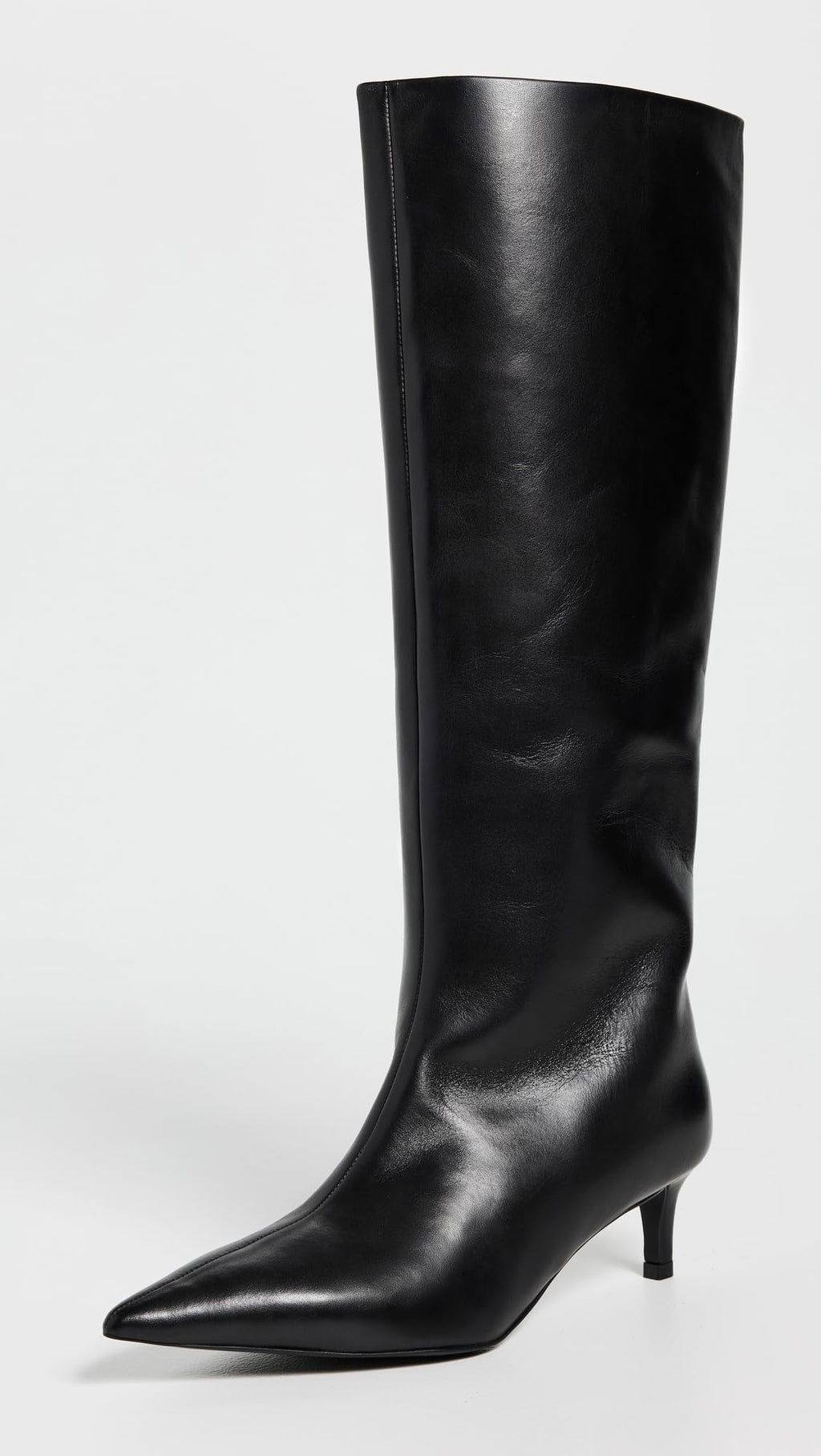 Free People Women's Kiki Kitten Heel Boots Knee High, Black Leather