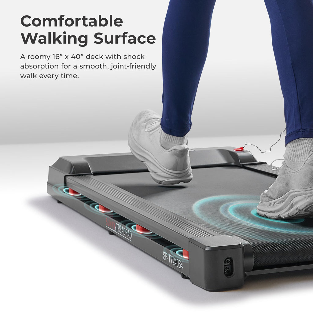 Sunny Health & Fitness Treadpad 100 Smart Walking Treadmill – Compact, Portable, Under Desk, No Assembly, WiFi & Bluetooth SunnyFit App, Remote Control, LED Display, Shock Absorption - SF-T724064