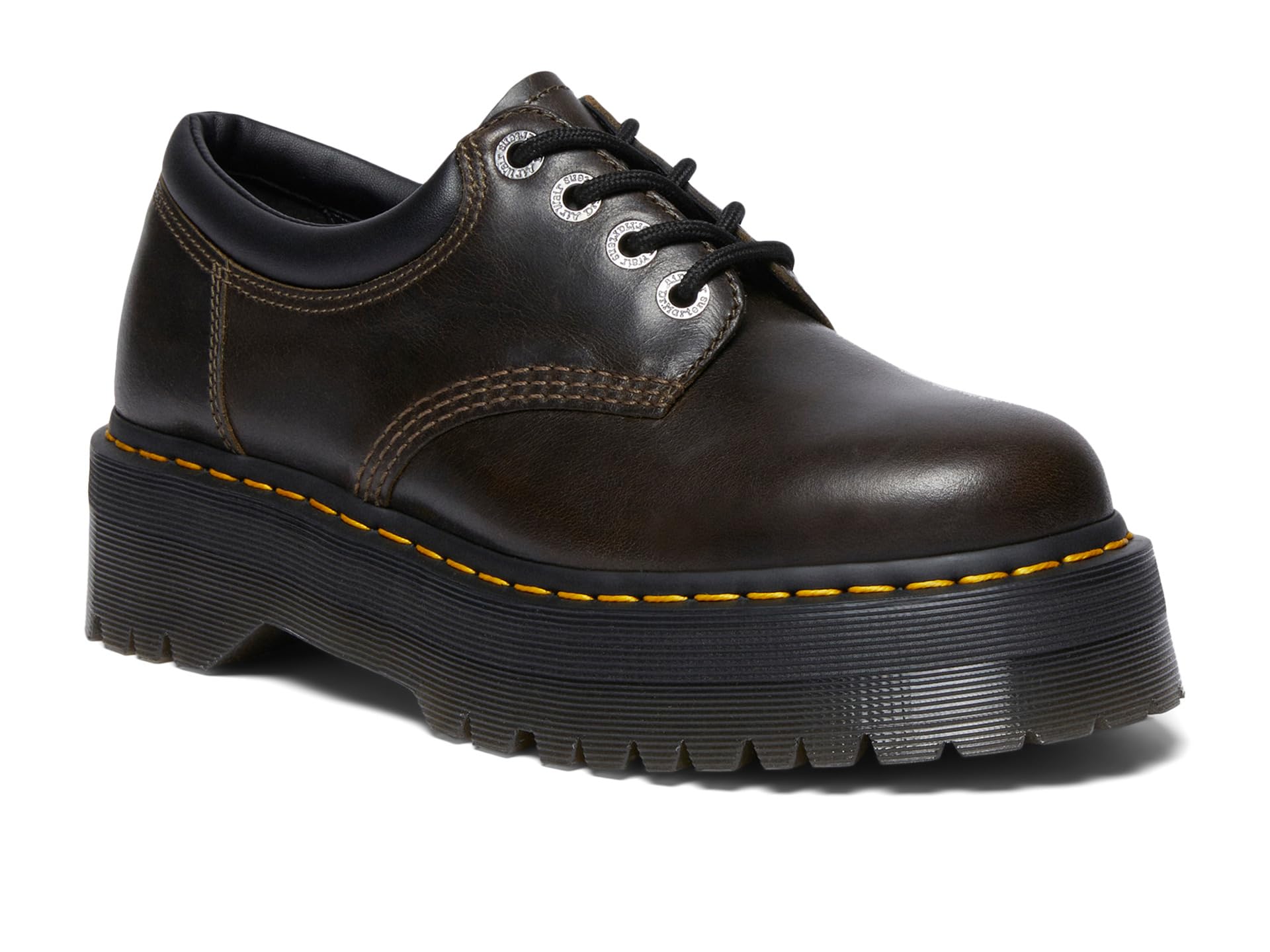 Dr. Martens 8053 Quad Leather Platform Shoes Dark Khaki – Sageness