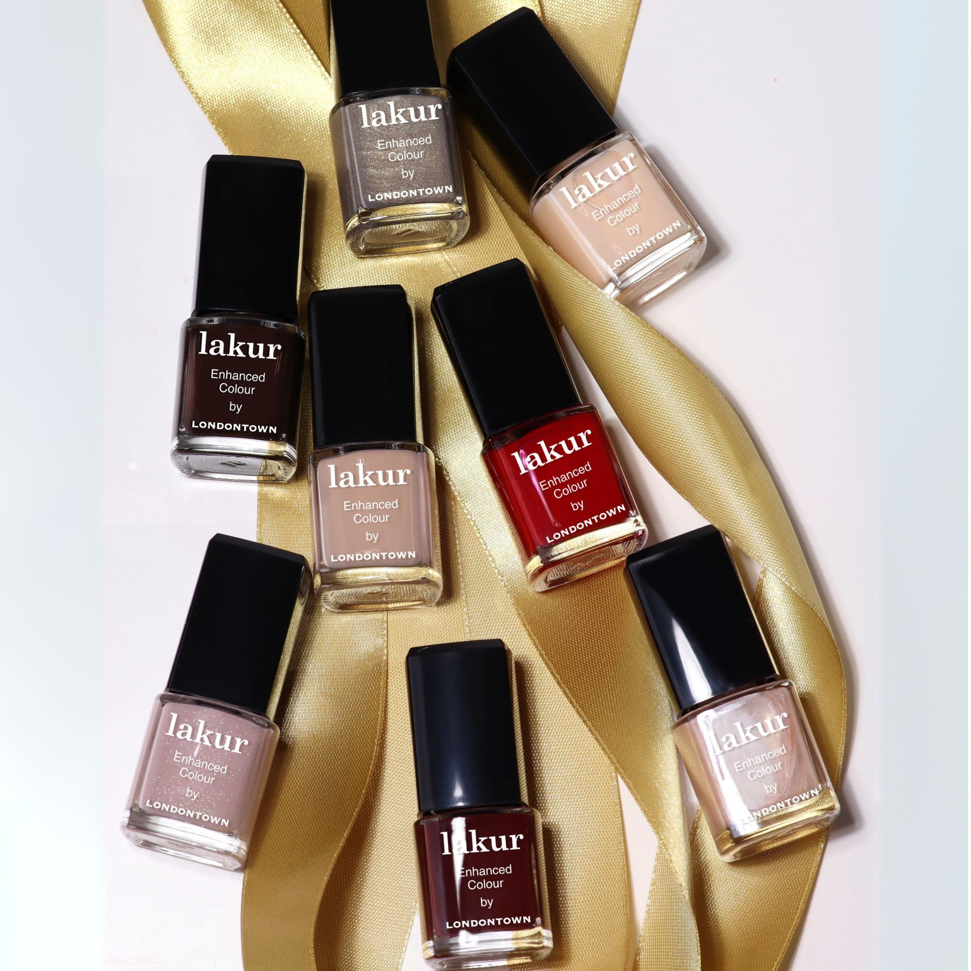 LONDONTOWN Merry Minis Gift Set – 8 Mini Nail Polishes with Gel-Like Shine, Long Wear & kur Care, Vegan Holiday Manicure Kit for Gifting & Travel