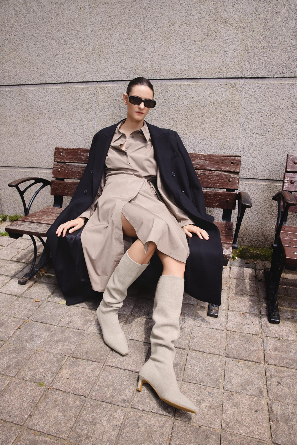 VIVAIA Rumi Women's Wool Knee High Boots, Mini Square Toe Kitten Heel Tall Boots, Fashion Foldable Shaft, Comfortable Fall Winter Daily Outfit Oatmilk